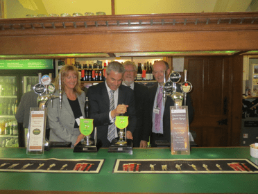 Belinda Sutton (Elgood’s MD), Steve Barclay MP, Alan Pateman (Elgood’s Head Brewer) and Paul Hegarty (All-Party Parliamentary Beer Group), pictured in the Strangers’ Bar at the House of Commons